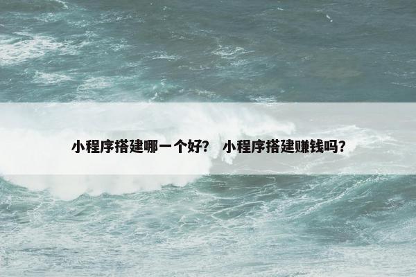 小程序搭建哪一个好？ 小程序搭建赚钱吗？