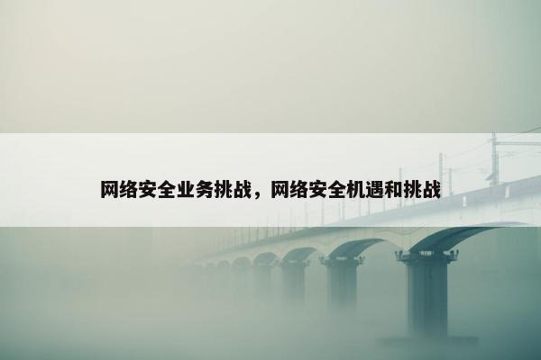 网络安全业务挑战，网络安全机遇和挑战