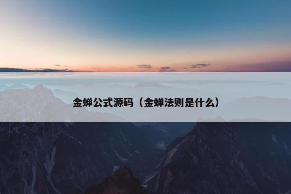 金蝉公式源码（金蝉法则是什么）
