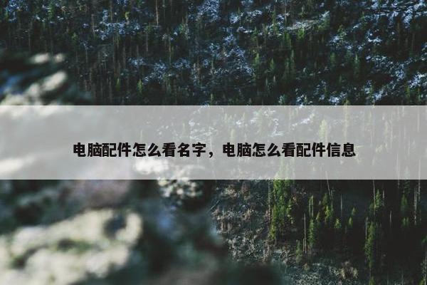 电脑配件怎么看名字，电脑怎么看配件信息
