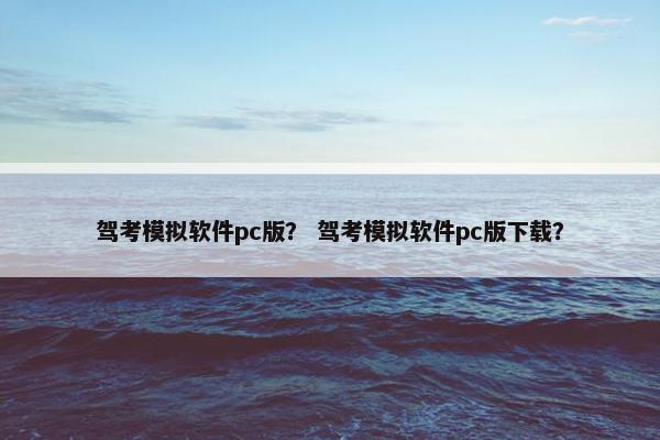 驾考模拟软件pc版？ 驾考模拟软件pc版下载？