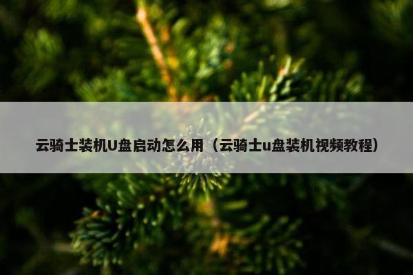 云骑士装机U盘启动怎么用（云骑士u盘装机视频教程）