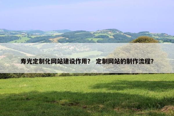 寿光定制化网站建设作用？ 定制网站的制作流程？