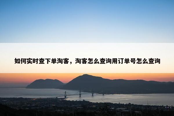 如何实时查下单淘客，淘客怎么查询用订单号怎么查询