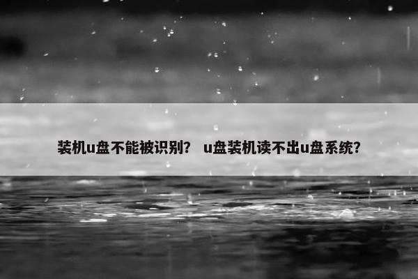 装机u盘不能被识别？ u盘装机读不出u盘系统？