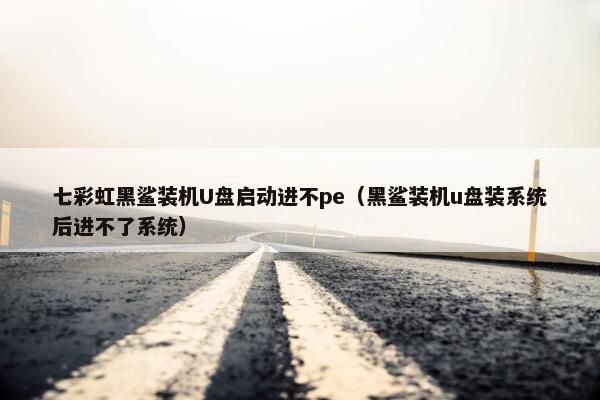 七彩虹黑鲨装机U盘启动进不pe（黑鲨装机u盘装系统后进不了系统）