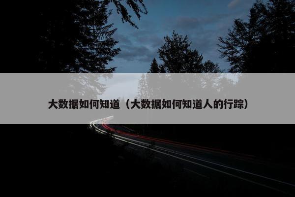 大数据如何知道（大数据如何知道人的行踪）