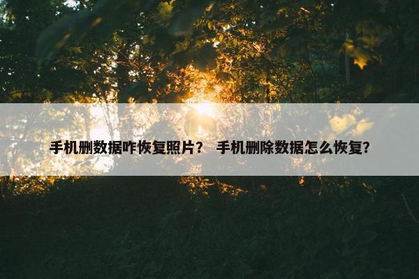 手机删数据咋恢复照片？ 手机删除数据怎么恢复？