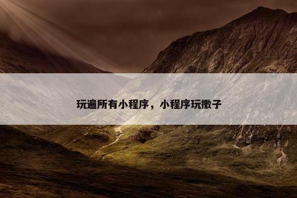 玩遍所有小程序，小程序玩撒子