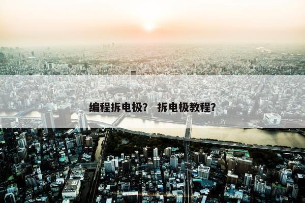 编程拆电极？ 拆电极教程？
