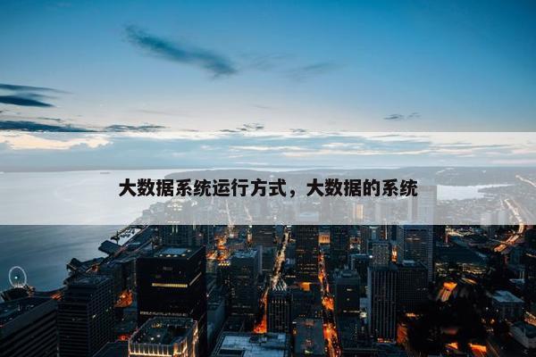 大数据系统运行方式，大数据的系统