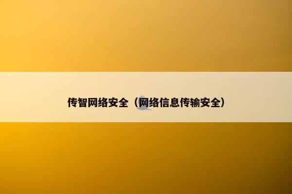 传智网络安全（网络信息传输安全）