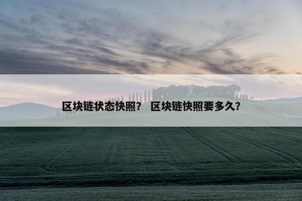 区块链状态快照？ 区块链快照要多久？