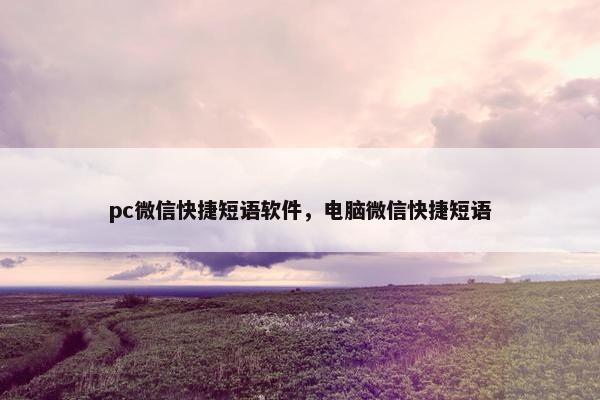 pc微信快捷短语软件，电脑微信快捷短语
