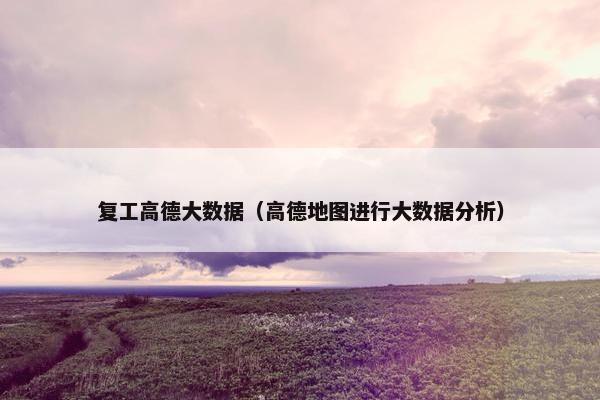 复工高德大数据（高德地图进行大数据分析）