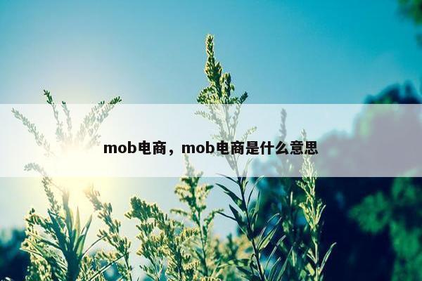 mob电商，mob电商是什么意思