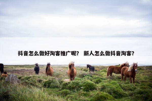 抖音怎么做好淘客推广呢？ 新人怎么做抖音淘客？