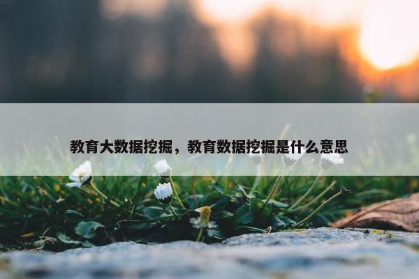 教育大数据挖掘，教育数据挖掘是什么意思