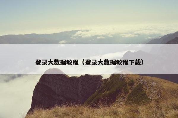 登录大数据教程（登录大数据教程下载）