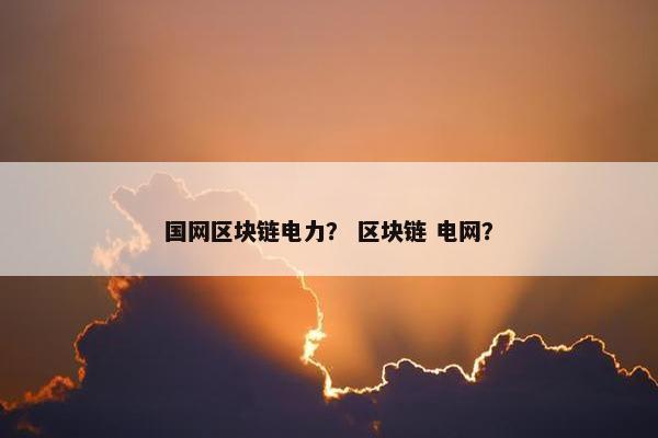 国网区块链电力？ 区块链 电网？