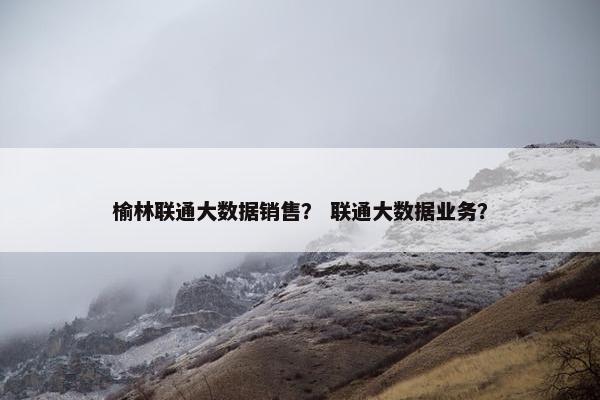 榆林联通大数据销售？ 联通大数据业务？