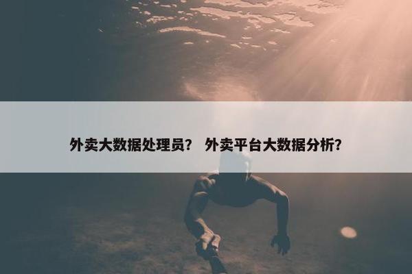 外卖大数据处理员？ 外卖平台大数据分析？