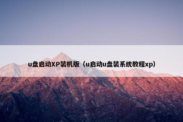 u盘启动XP装机版（u启动u盘装系统教程xp）