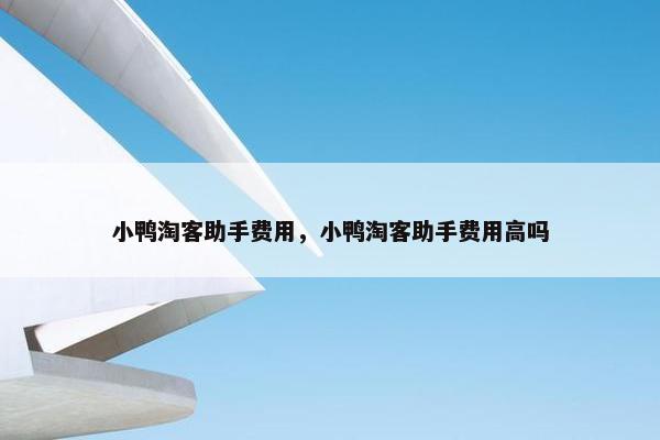 小鸭淘客助手费用，小鸭淘客助手费用高吗