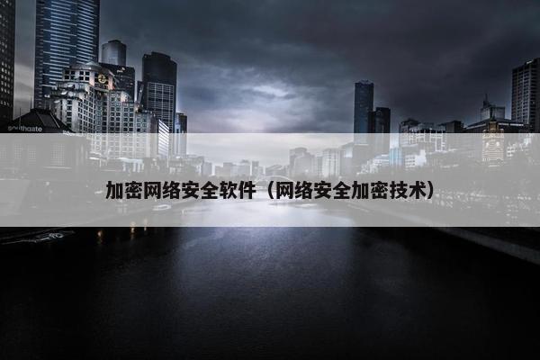 加密网络安全软件（网络安全加密技术）