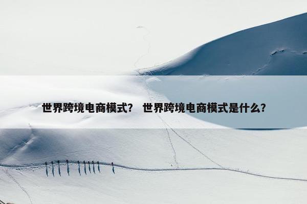 世界跨境电商模式？ 世界跨境电商模式是什么？