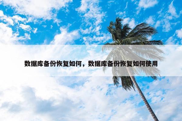 数据库备份恢复如何，数据库备份恢复如何使用