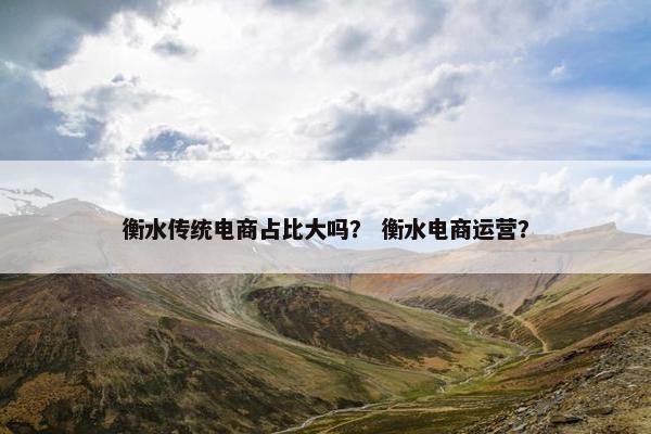 衡水传统电商占比大吗？ 衡水电商运营？