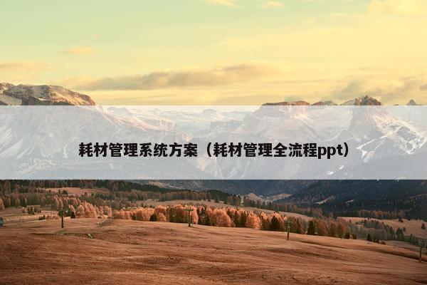 耗材管理系统方案(耗材管理全流程ppt) 耗材管理系统方案(耗材管理全流程ppt)