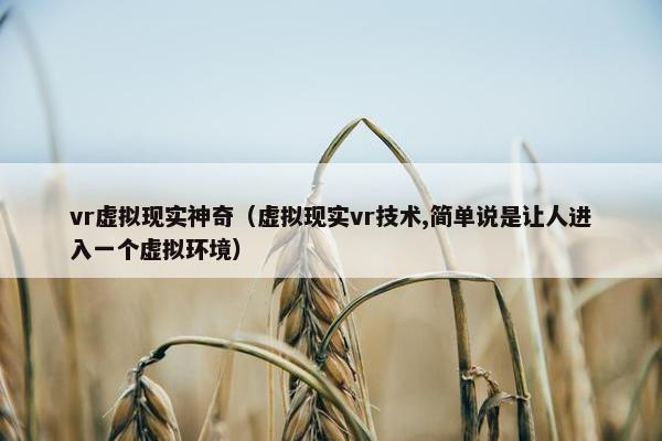 vr虚拟现实神奇（虚拟现实vr技术,简单说是让人进入一个虚拟环境）