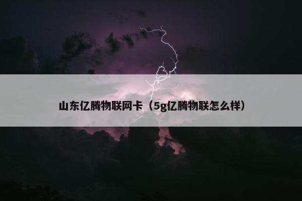 山东亿腾物联网卡（5g亿腾物联怎么样）