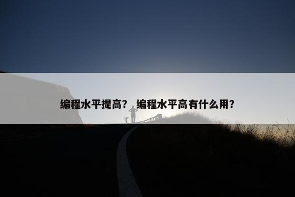 编程水平提高? 编程水平高有什么用? 编程水平提高? 编程水平高有什么用?