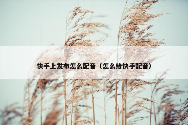 快手上发布怎么配音(怎么给快手配音) 快手上发布怎么配音(怎么给快手配音)