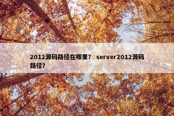 2012源码路径在哪里? server2012源码路径? 2012源码路径在哪里? server2012源码路径?