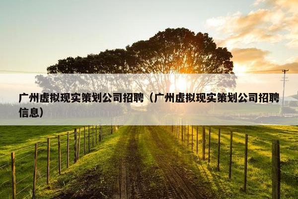 广州虚拟现实策划公司招聘（广州虚拟现实策划公司招聘信息）