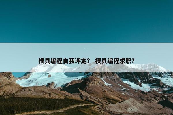 模具编程自我评定？ 模具编程求职？