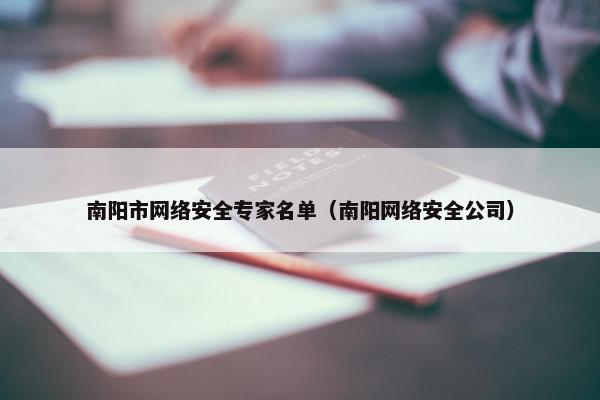 南阳市网络安全专家名单（南阳网络安全公司）