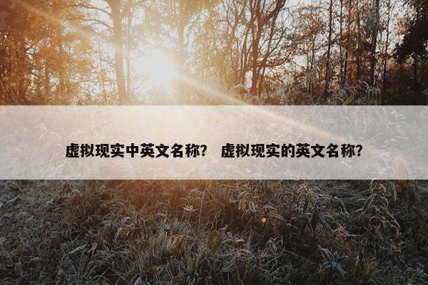 虚拟现实中英文名称？ 虚拟现实的英文名称？