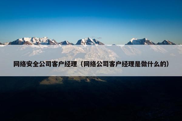 网络安全公司客户经理（网络公司客户经理是做什么的）