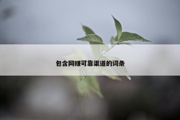 包含网赚可靠渠道的词条
