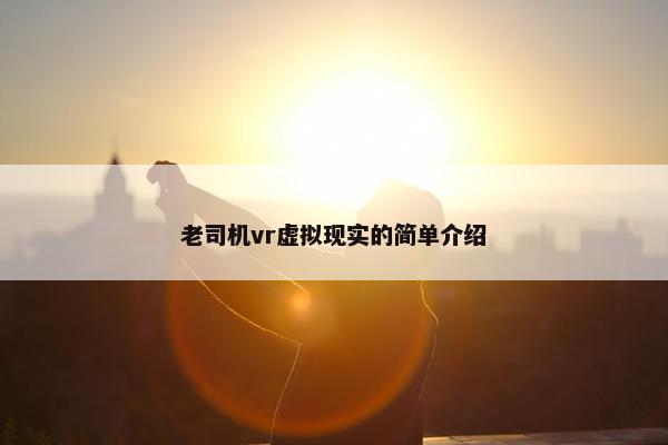 老司机vr虚拟现实的简单介绍