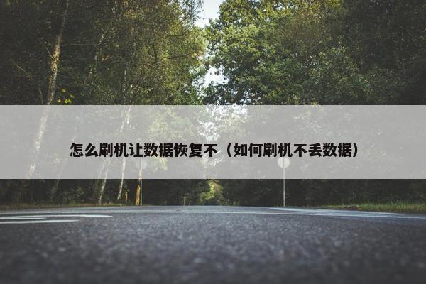 怎么刷机让数据恢复不（如何刷机不丢数据）