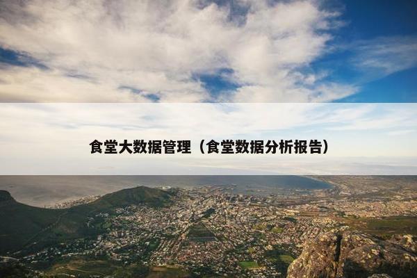 食堂大数据管理（食堂数据分析报告）