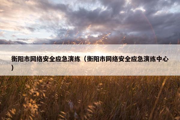 衡阳市网络安全应急演练(衡阳市网络安全应急演练中心) 衡阳市网络安全应急演练(衡阳市网络安全应急演练中心)
