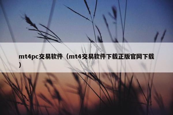 mt4pc交易软件（mt4交易软件下载正版官网下载）