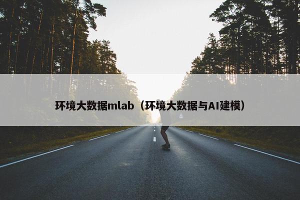 环境大数据mlab（环境大数据与AI建模）